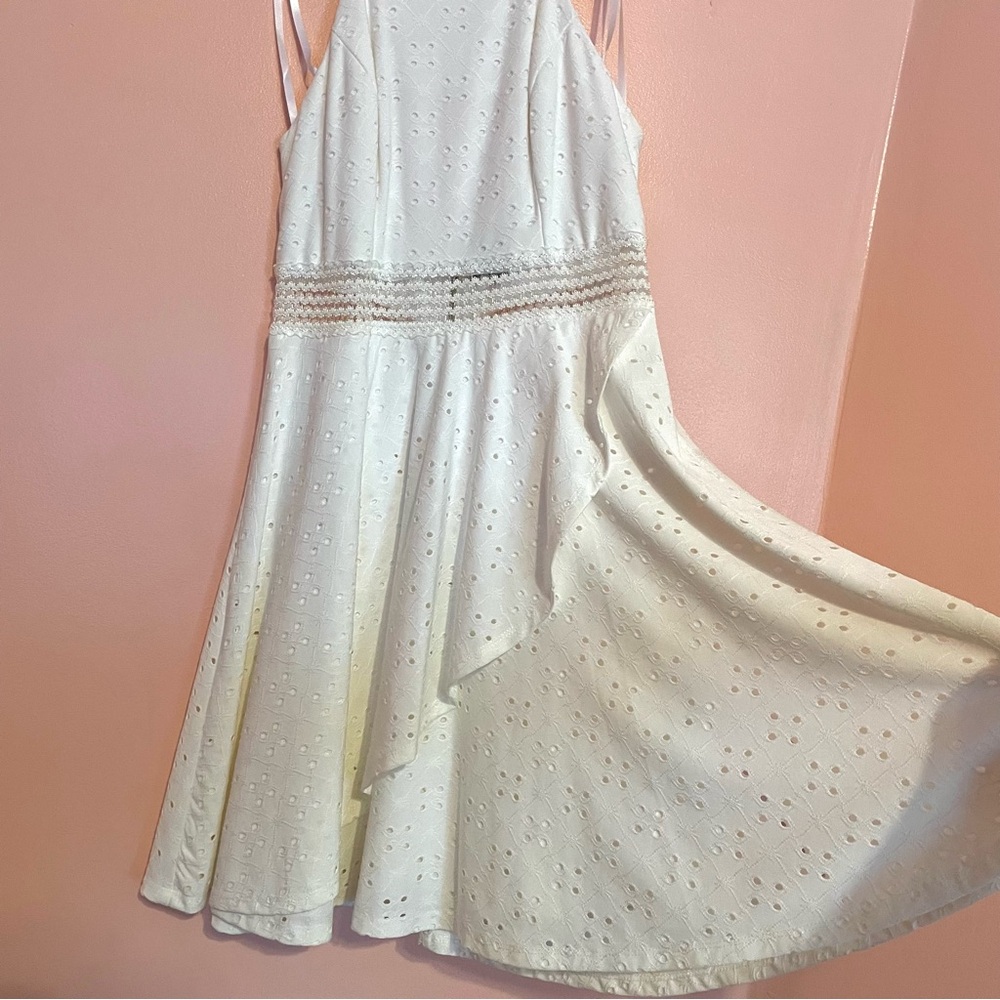 White Sequin Hearts Halter Dress